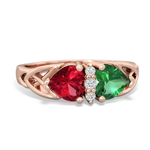 lab ruby-lab emerald celtic ring