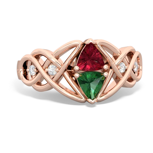 lab ruby-lab emerald celtic knot ring