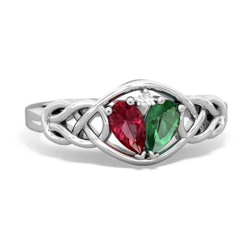 Lab Ruby Lab Created Ruby with Lab Created Emerald Celtic Love Knot ring Ring