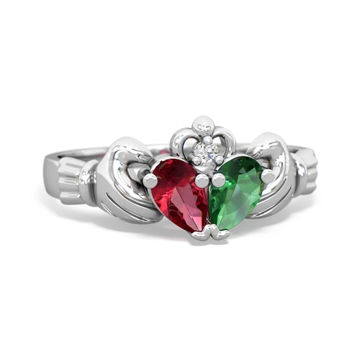 Lab Ruby Lab Created Ruby with Lab Created Emerald Claddagh ring Ring