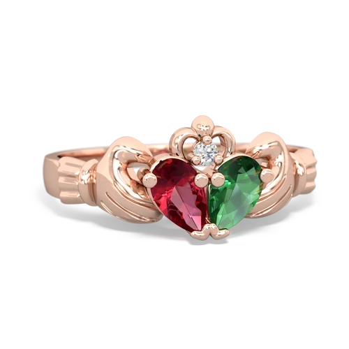 lab ruby-lab emerald claddagh ring