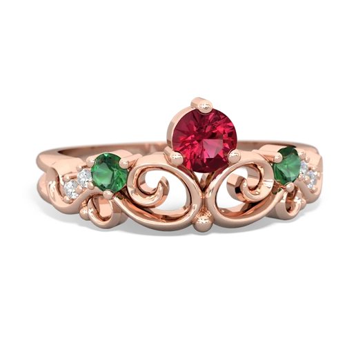 Lab Ruby Lab Created Ruby with Lab Created Emerald and Genuine White Topaz Crown Keepsake ring Ring