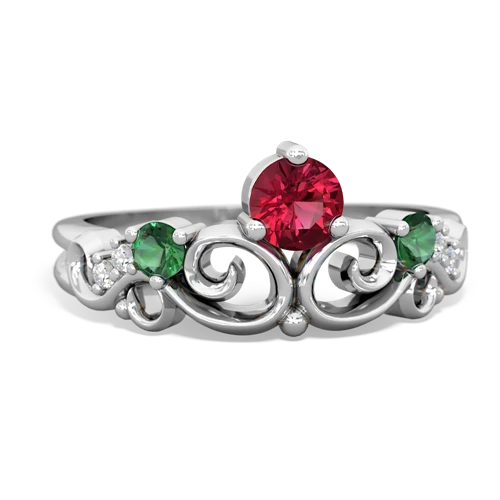 Lab Ruby Lab Created Ruby with Lab Created Emerald and  Crown Keepsake ring Ring