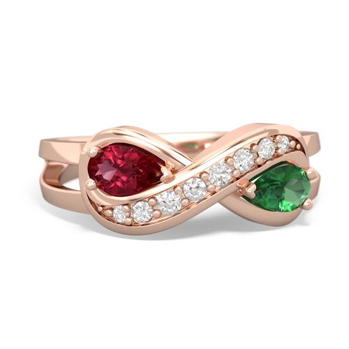 lab ruby-lab emerald diamond infinity ring