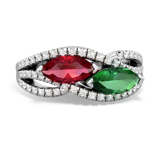 lab ruby-lab emerald double heart ring