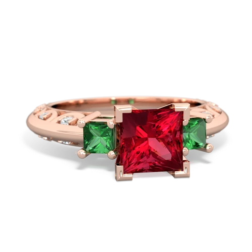 lab ruby-lab emerald engagement ring