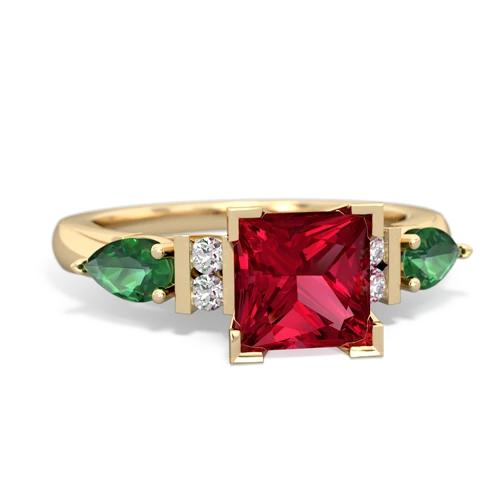 Lab Ruby Lab Created Ruby with Lab Created Emerald and Genuine White Topaz Engagement ring Ring