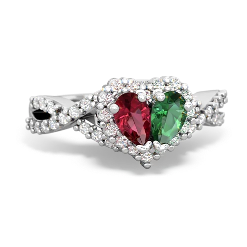 lab ruby-lab emerald engagement ring