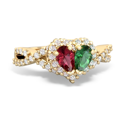 lab ruby-lab emerald engagement ring