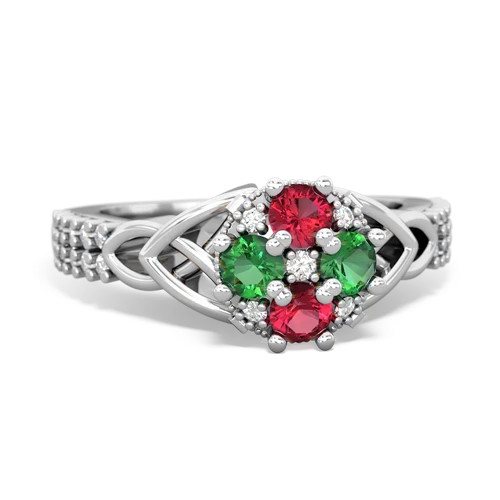 Lab Ruby Lab Created Ruby with Lab Created Emerald Celtic Knot Engagement ring Ring