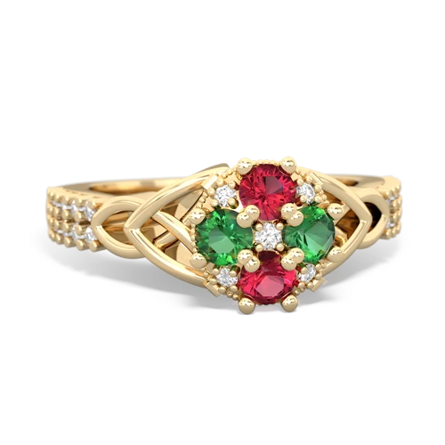 lab ruby-lab emerald engagement ring