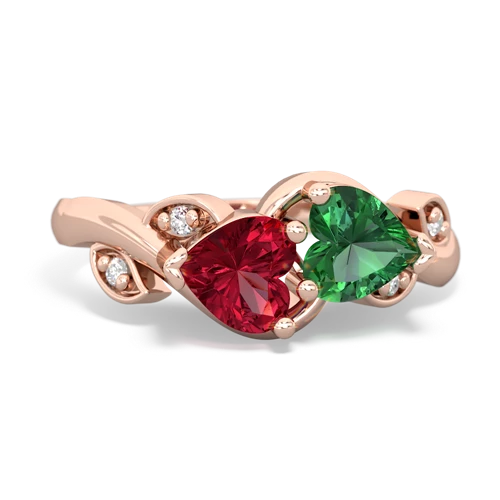 lab ruby-lab emerald floral keepsake ring