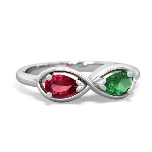 Lab Ruby Lab Created Ruby with Lab Created Emerald Infinity ring Ring