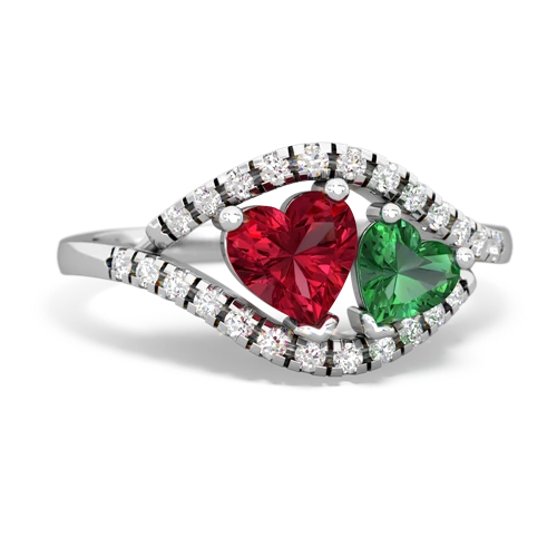 Lab Ruby Lab Created Ruby with Lab Created Emerald Mother and Child ring Ring