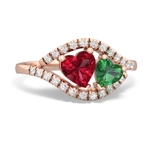 lab ruby-lab emerald mother child ring