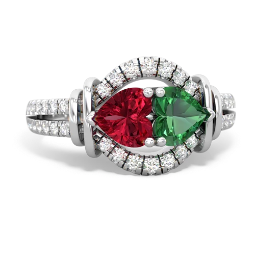 Lab Ruby Lab Created Ruby with Lab Created Emerald Art-Deco Keepsake ring Ring
