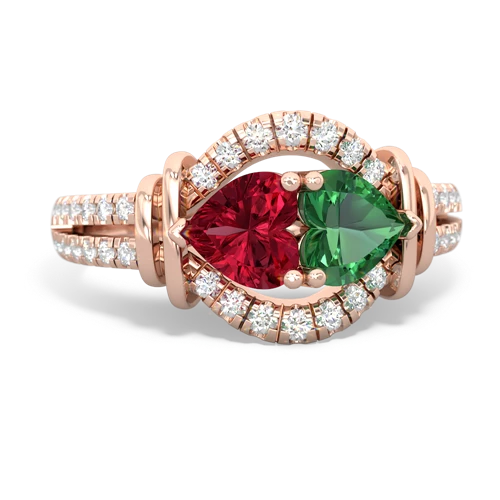 lab ruby-lab emerald pave keepsake ring