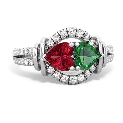 lab ruby-lab emerald pave keepsake ring