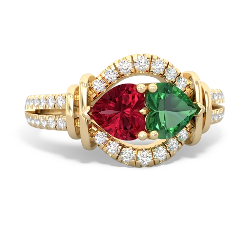 lab ruby-lab emerald pave keepsake ring