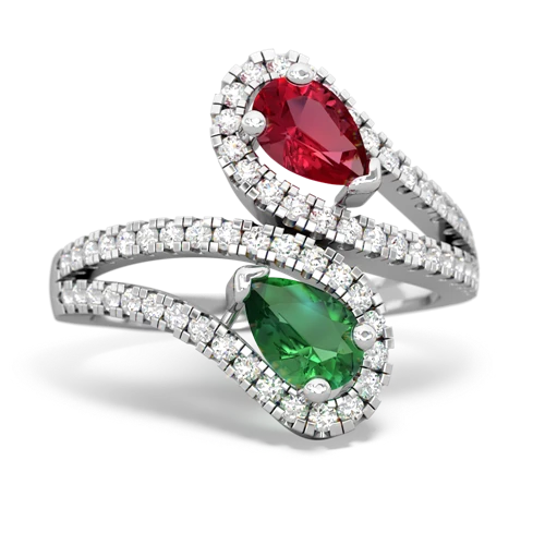 Lab Ruby Lab Created Ruby with Lab Created Emerald Diamond Dazzler ring Ring