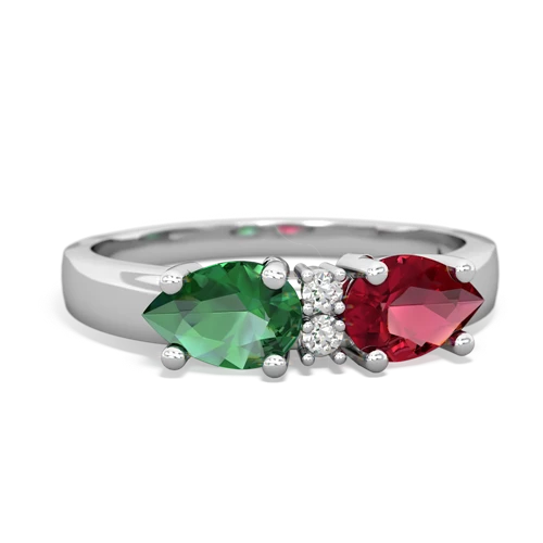 Lab Ruby Lab Created Ruby with Lab Created Emerald Pear Bowtie ring Ring