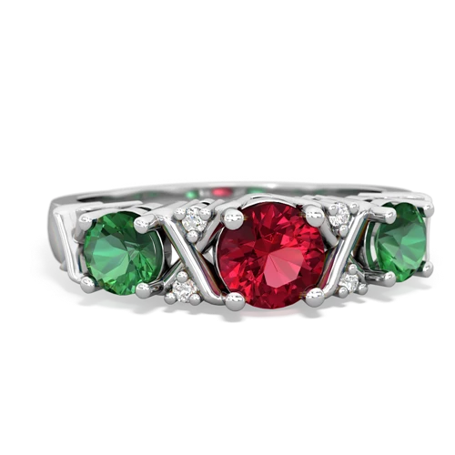 Lab Ruby Lab Created Ruby with Lab Created Emerald and  Hugs and Kisses ring Ring
