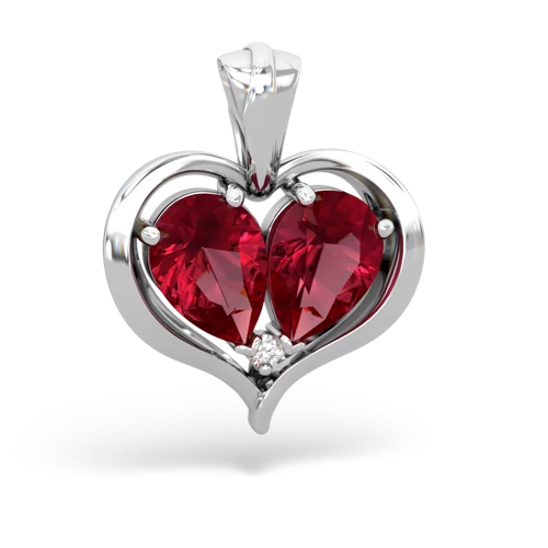 lab ruby-lab ruby half heart whole pendant