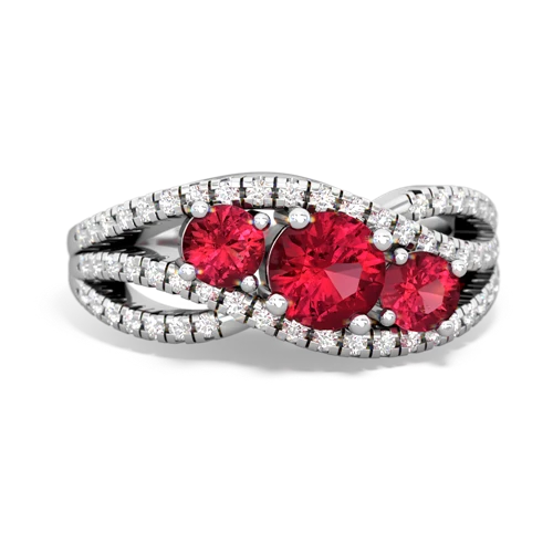 fire opal-ruby three stone pave ring