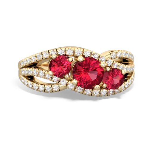 london topaz-pink sapphire three stone pave ring