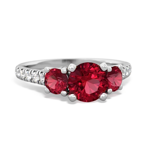 Lab Ruby Lab Created Ruby with Lab Created Ruby and Genuine Opal Pave Trellis ring Ring