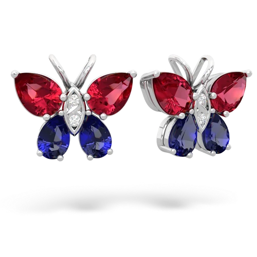 lab ruby-lab sapphire butterfly earrings