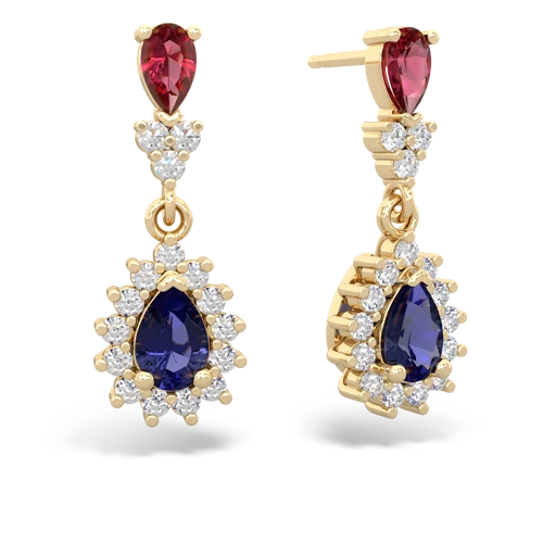 lab ruby-lab sapphire dangle earrings