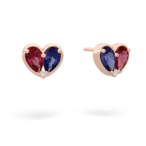 lab ruby-lab sapphire one heart earrings