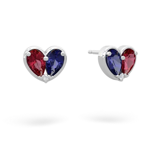 lab ruby-lab sapphire one heart earrings