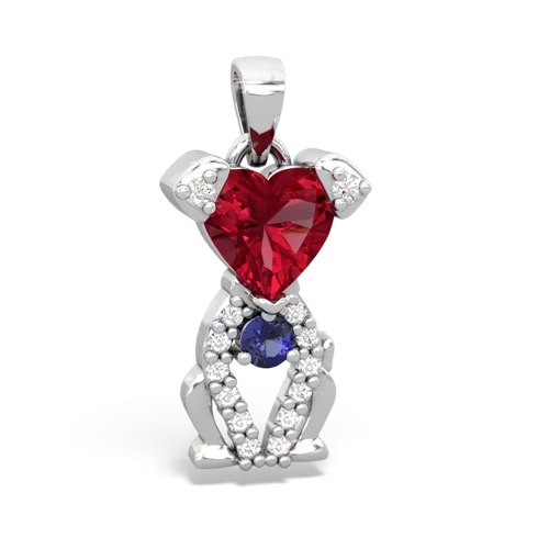 lab ruby-lab sapphire birthstone puppy pendant