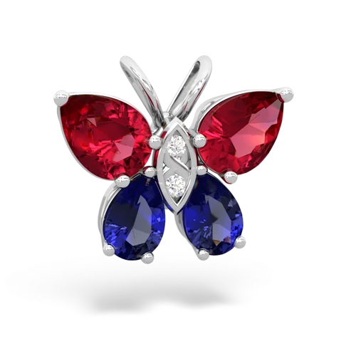 lab ruby-lab sapphire butterfly pendant