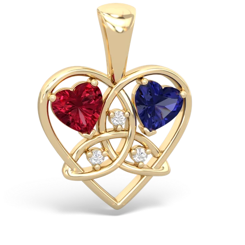 lab ruby-lab sapphire celtic heart pendant