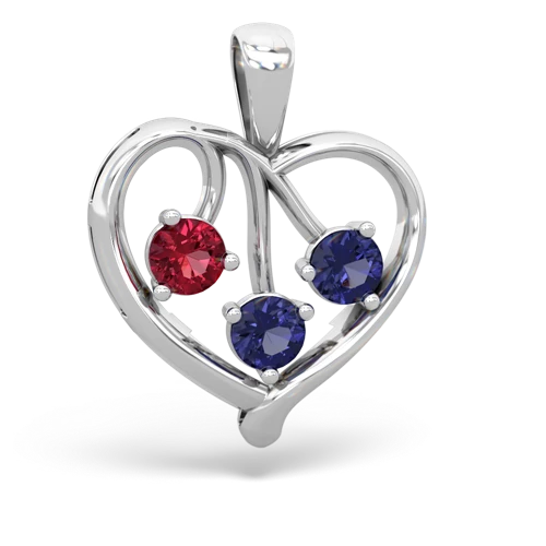 lab ruby-lab sapphire love heart pendant