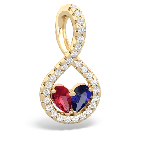 lab ruby-lab sapphire pave twist pendant