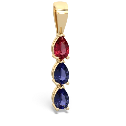 Lab Ruby Lab Created Ruby with Lab Created Sapphire and Genuine London Blue Topaz Three Stone pendant Pendant