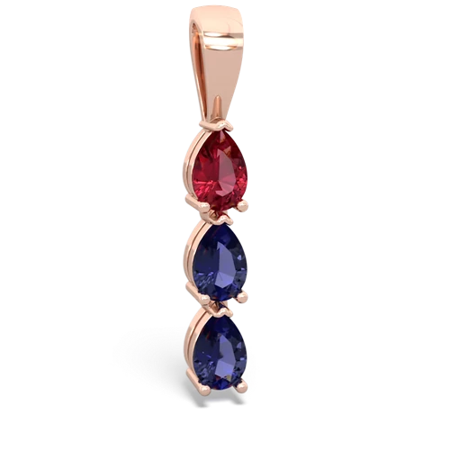 lab ruby-lab sapphire three stone pendant