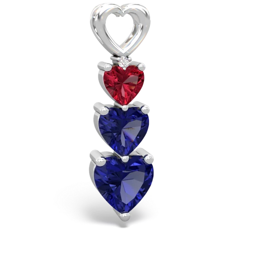 lab ruby-lab sapphire three stone pendant