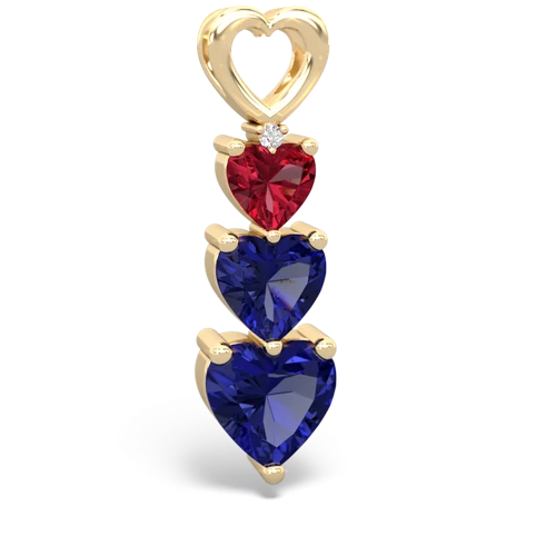 Lab Created Ruby with Lab Created Sapphire and Lab Created Pink Sapphire Past Present Future pendant