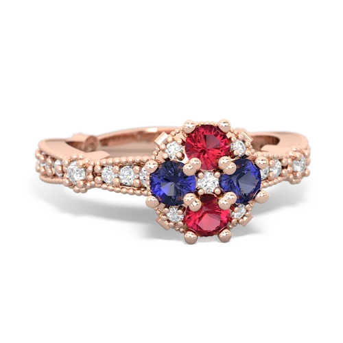 lab ruby-lab sapphire art deco engagement ring