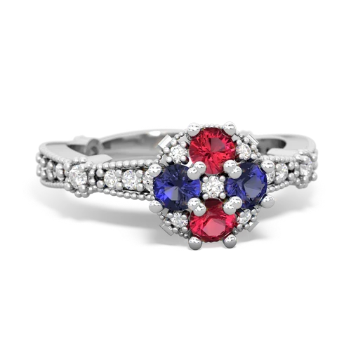 lab ruby-lab sapphire art deco engagement ring
