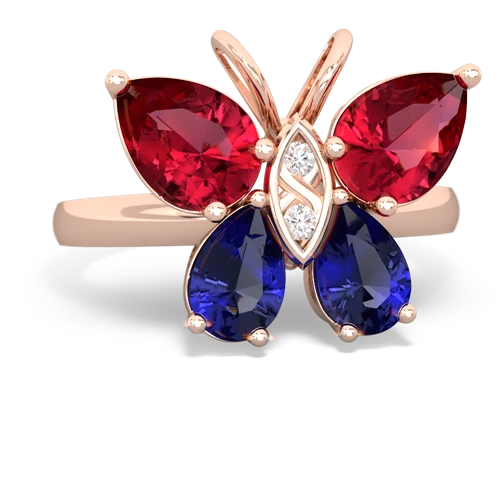 lab ruby-lab sapphire butterfly ring