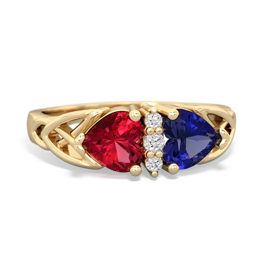 lab ruby-lab sapphire celtic ring