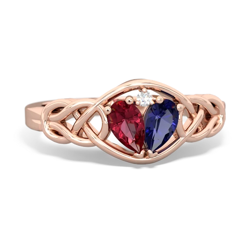 lab ruby-lab sapphire celtic knot ring