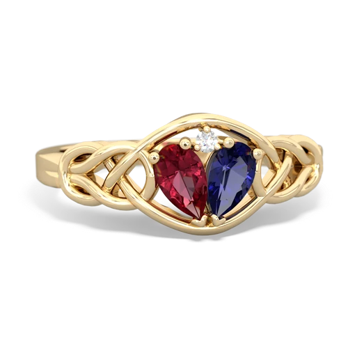 lab ruby-lab sapphire celtic knot ring