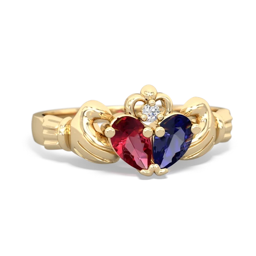 lab ruby-lab sapphire claddagh ring